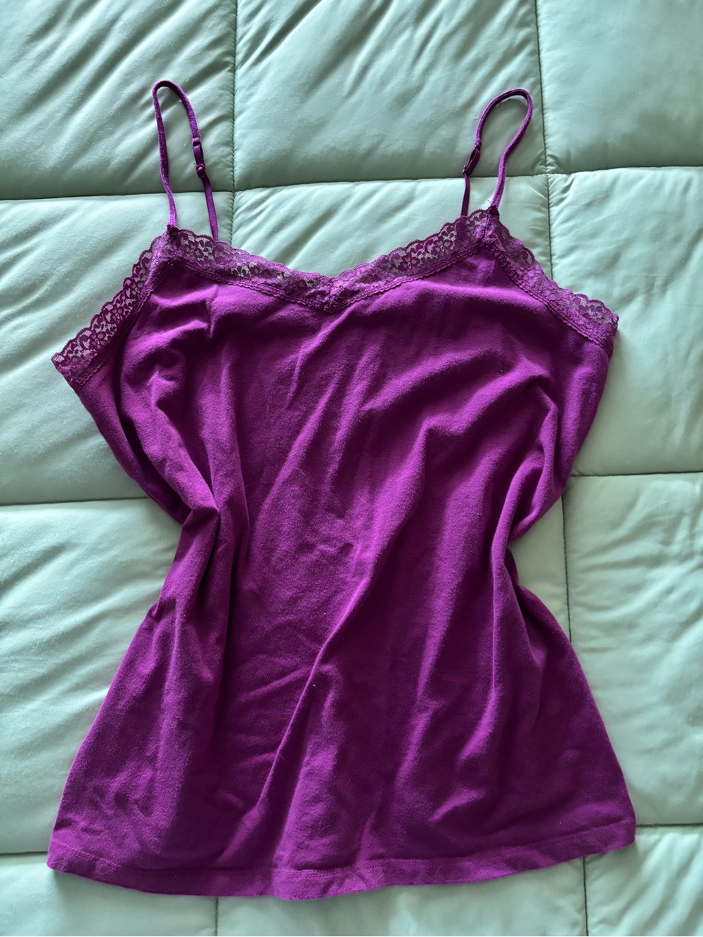 Merona Magenta Lace-Trim Cami Tank Top